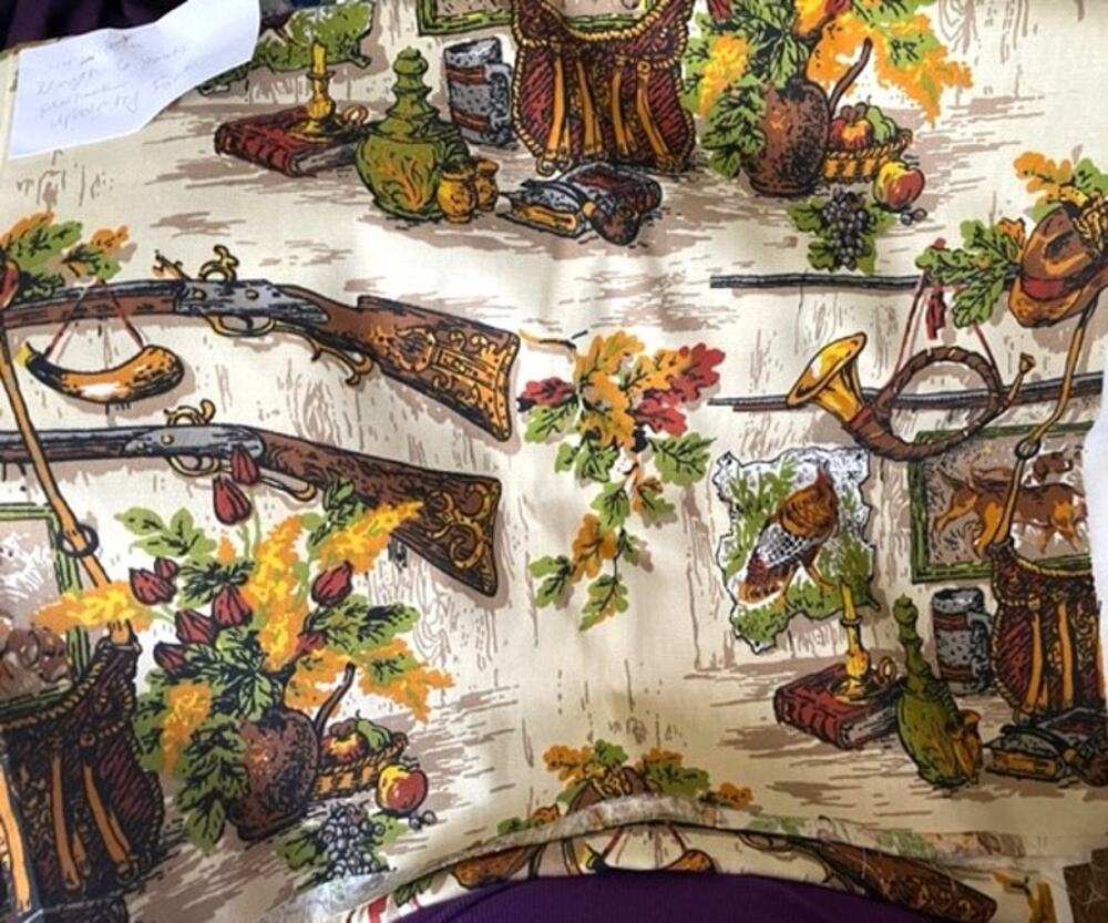 Vintage Upholstery fabric preshrunk size in picture